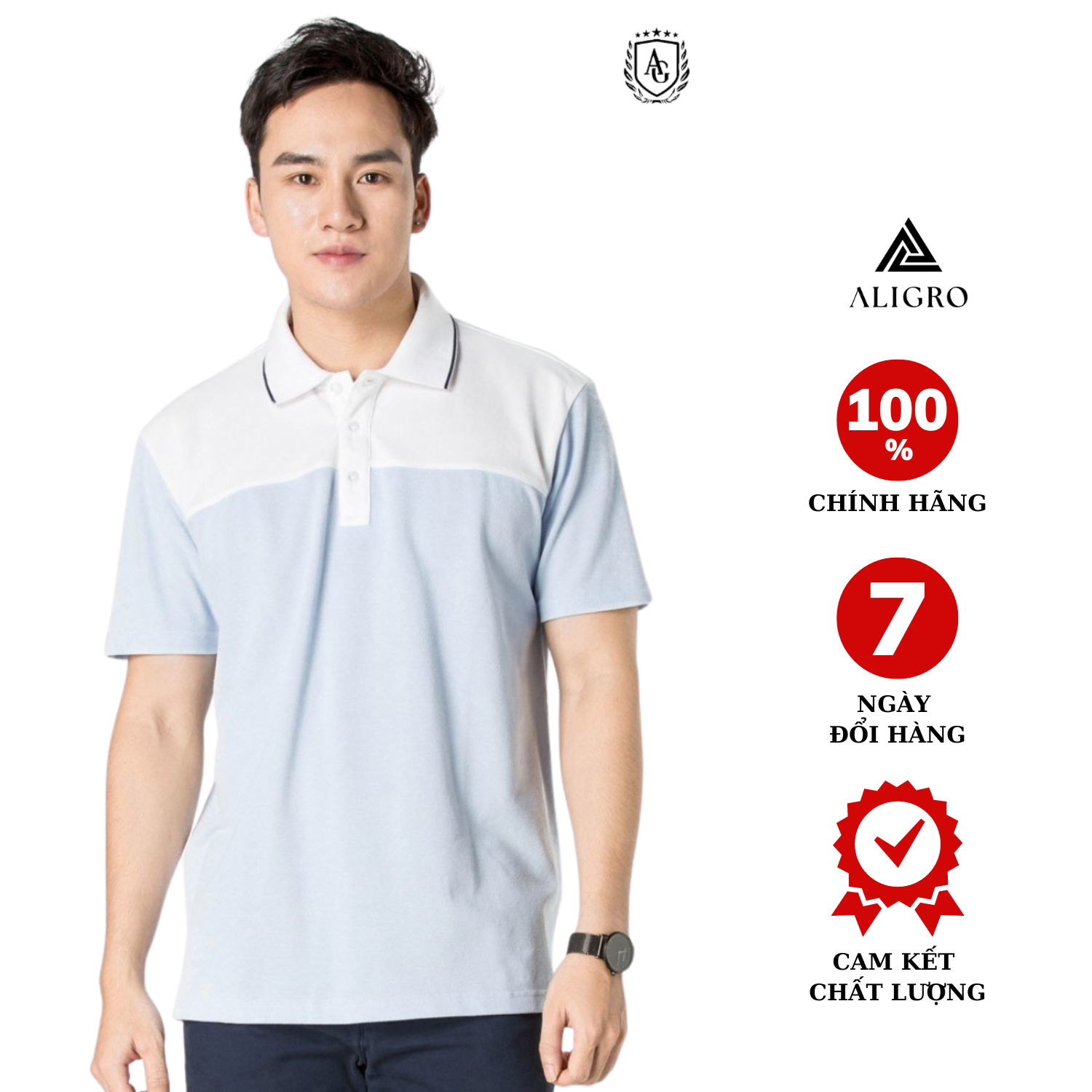 Áo Polo Nam Chính Hãng ALIGRO, Áo Thun Có Cổ Nam Cộc Tay Phong Cách Thời Trang, Năng Động, Thiết Kế Dáng Ôm ALGPLO23
