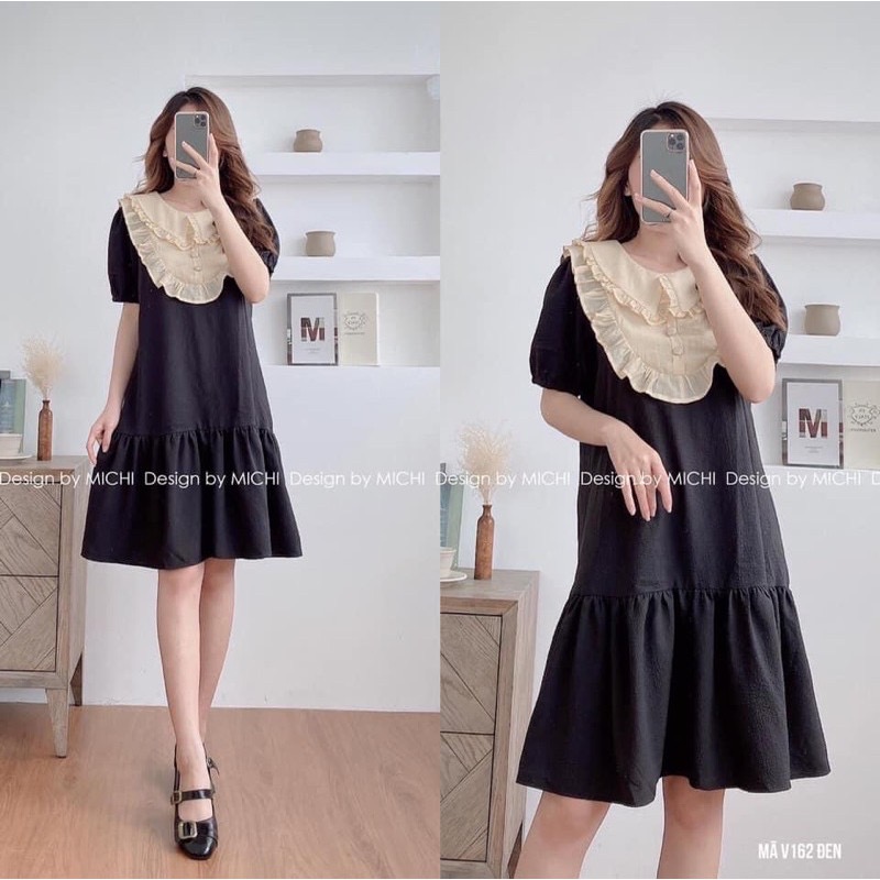 Đầm suông đuôi cá cổ bèo tiểu thư