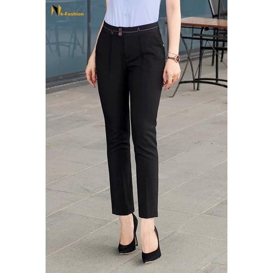 Quần ống đứng trần chỉ cạp công sở NK cao cấp