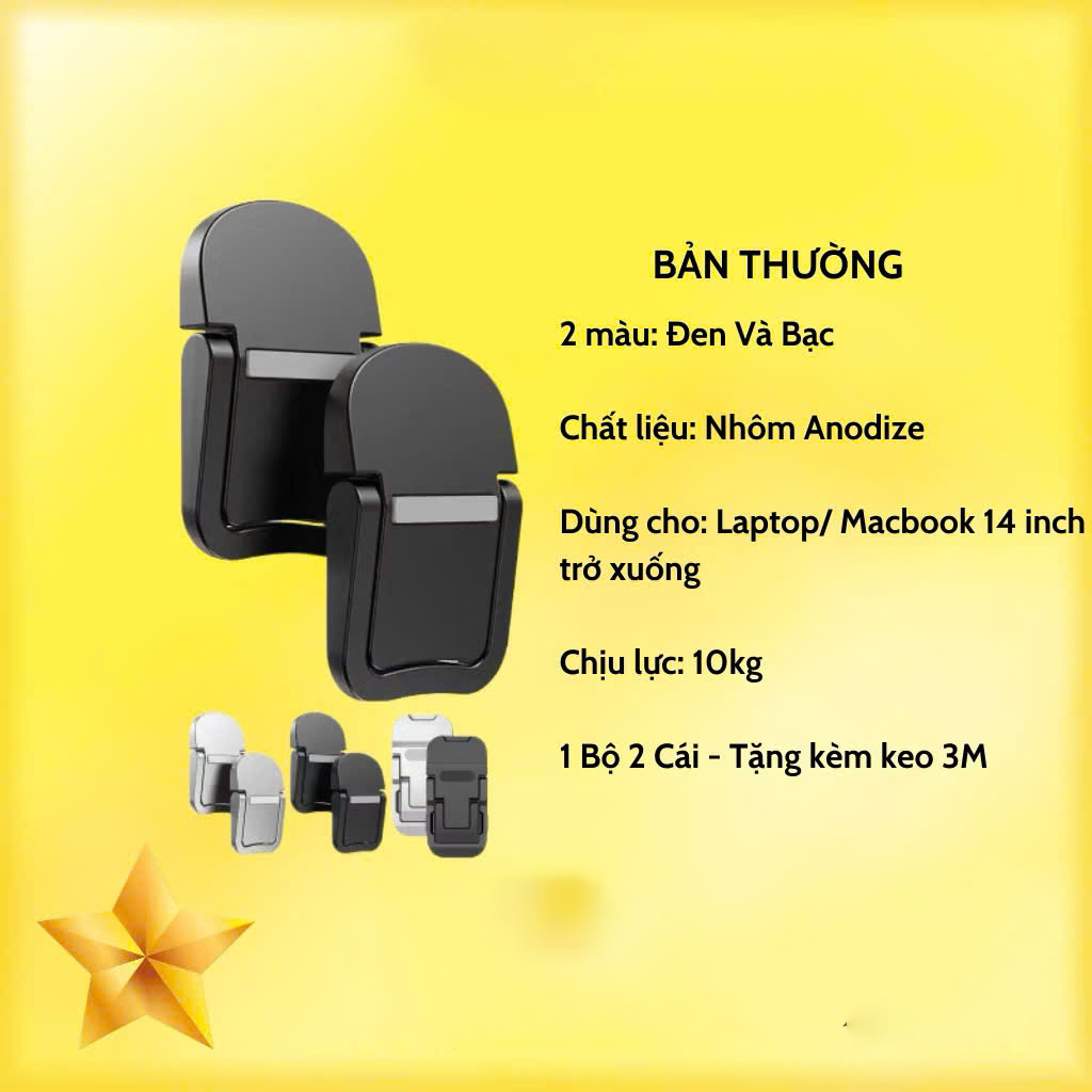 Giá đỡ giá kê tản nhiệt laptop mini siêu mỏng gấp gọn bằng kim loại 2 nấc điều chỉnh - Hàng chính hãng