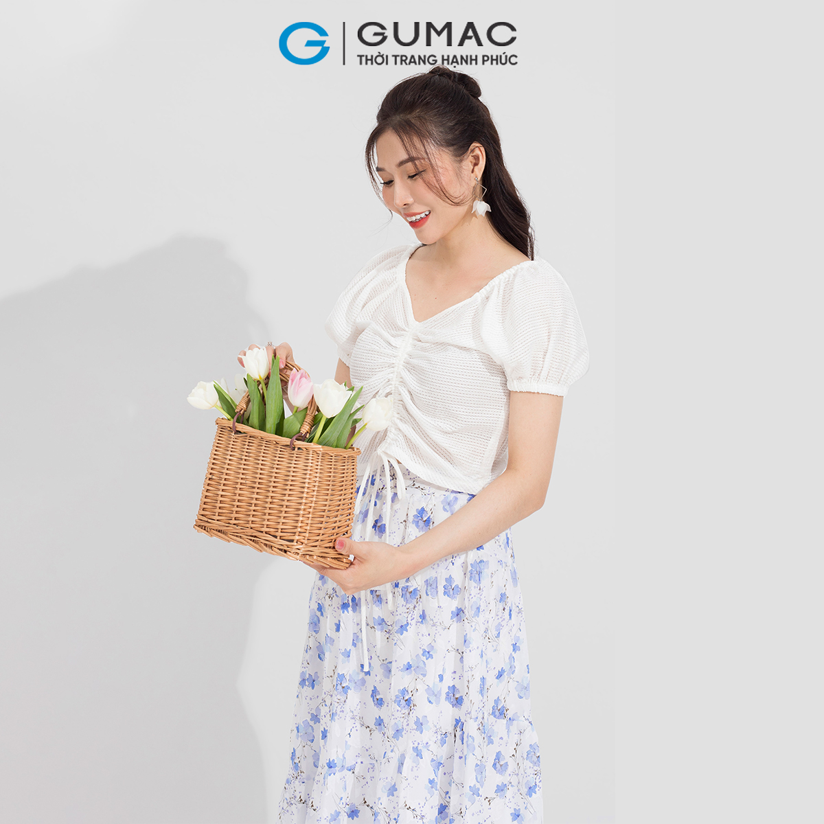 Chân váy hoa rã tầng GUMAC VD05044