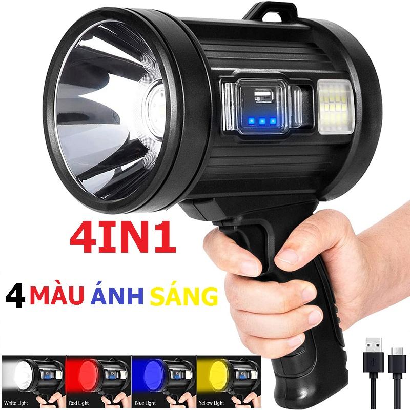 Đèn pin siêu sáng FX-W5113 chống nước 4 màu ánh sáng,sạc năng lượng mặt trời