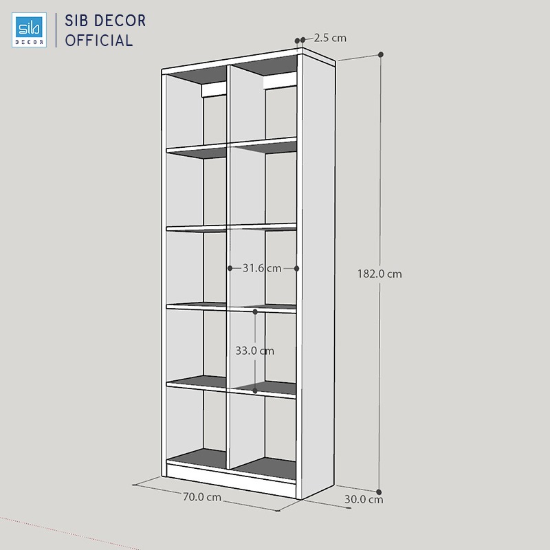 Tủ Sách Để Sàn Gỗ Chống Ẩm Gỗ Dày 25mm Thương Hiệu SIB Decor