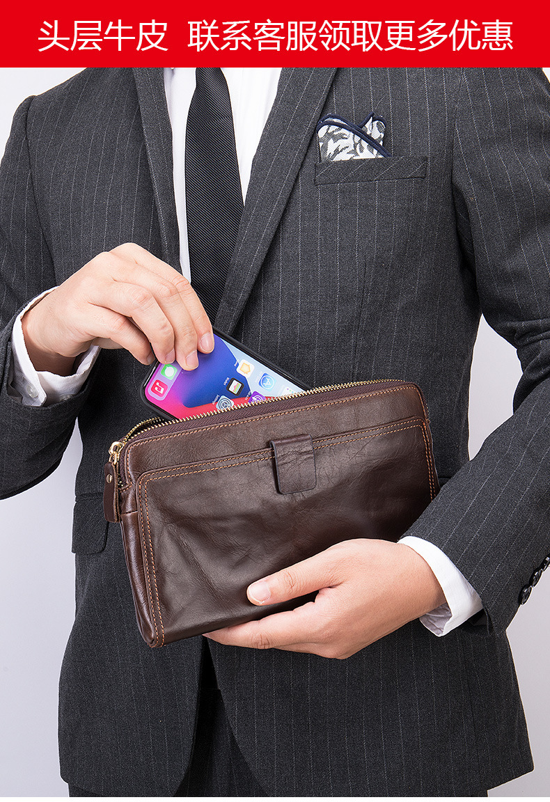 Ví cầm tay nam DA BÒ THẬT  - BEE GEE VNA9028