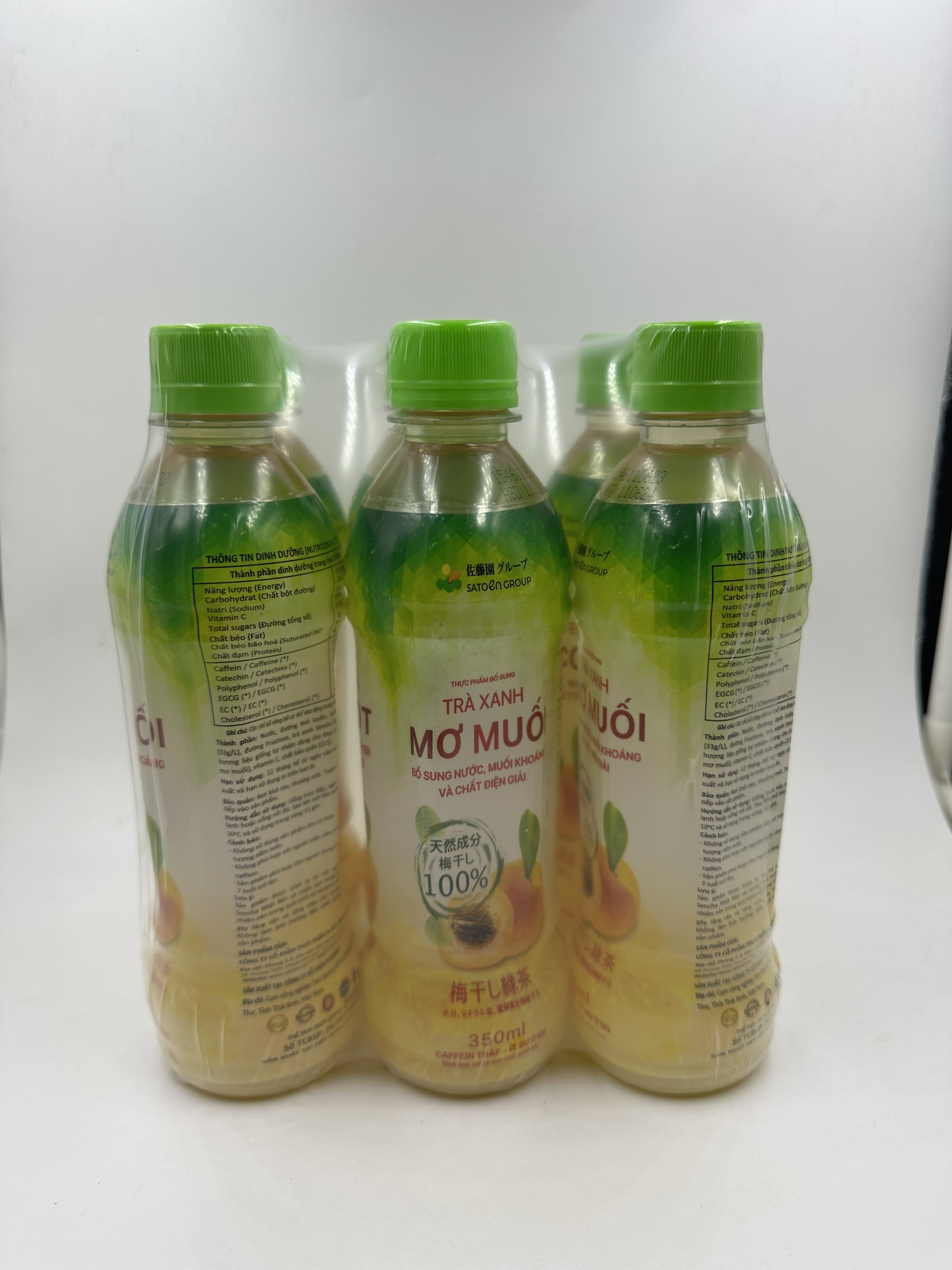 TRÀ XANH MƠ MUỐI SATOEN - 1 Thùng: 24 chai -