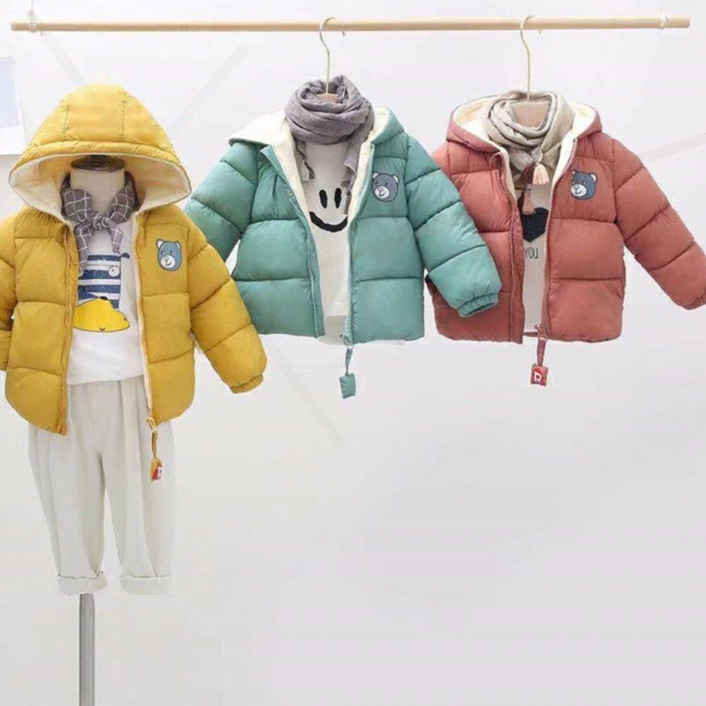Áo phao thu đông 2022 cho bé BINO Kids, áo khoác họa tiết hình gấu giữ ấm cho bé từ 8- 19kg