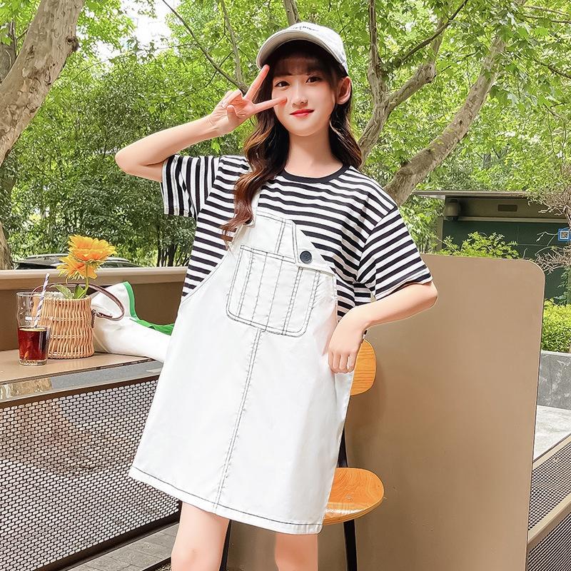BY3 Size130-170 Set yếm bé gái lớn Thời trang trẻ Em hàng quảng châu