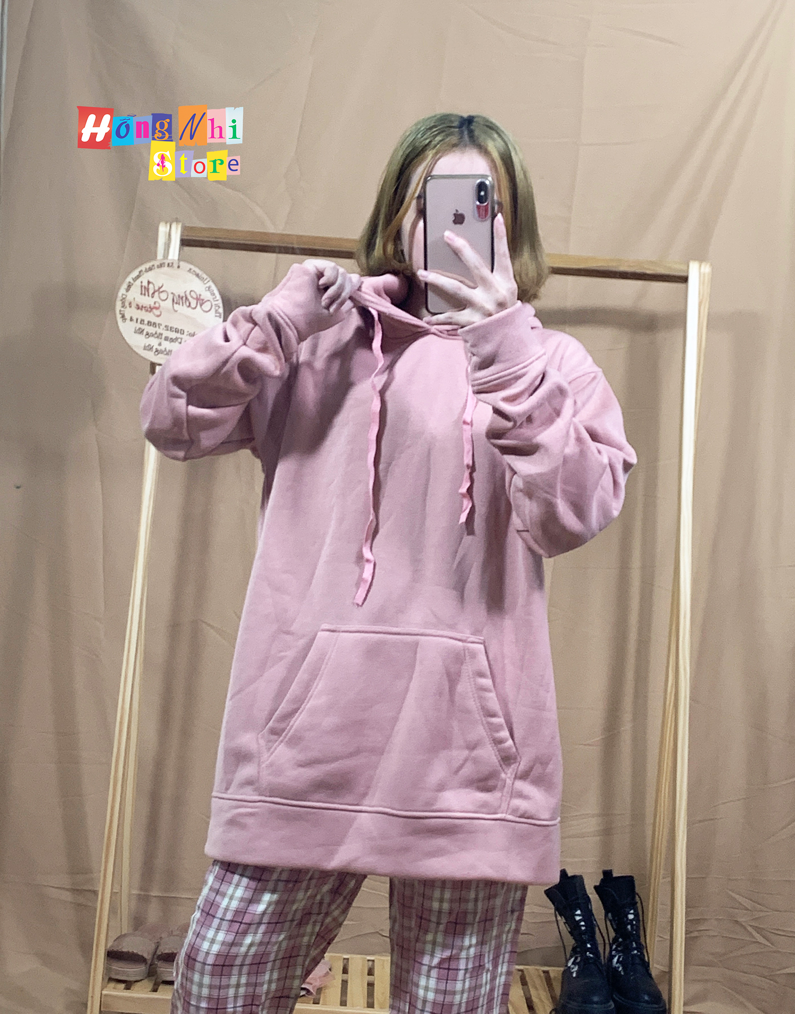 Áo Khoác Hoodie Trơn Ulzzang Unisex Hồng Ruốc Chất Nỉ Bông Cao Cấp Dáng Rộng Nam Nữ - MM