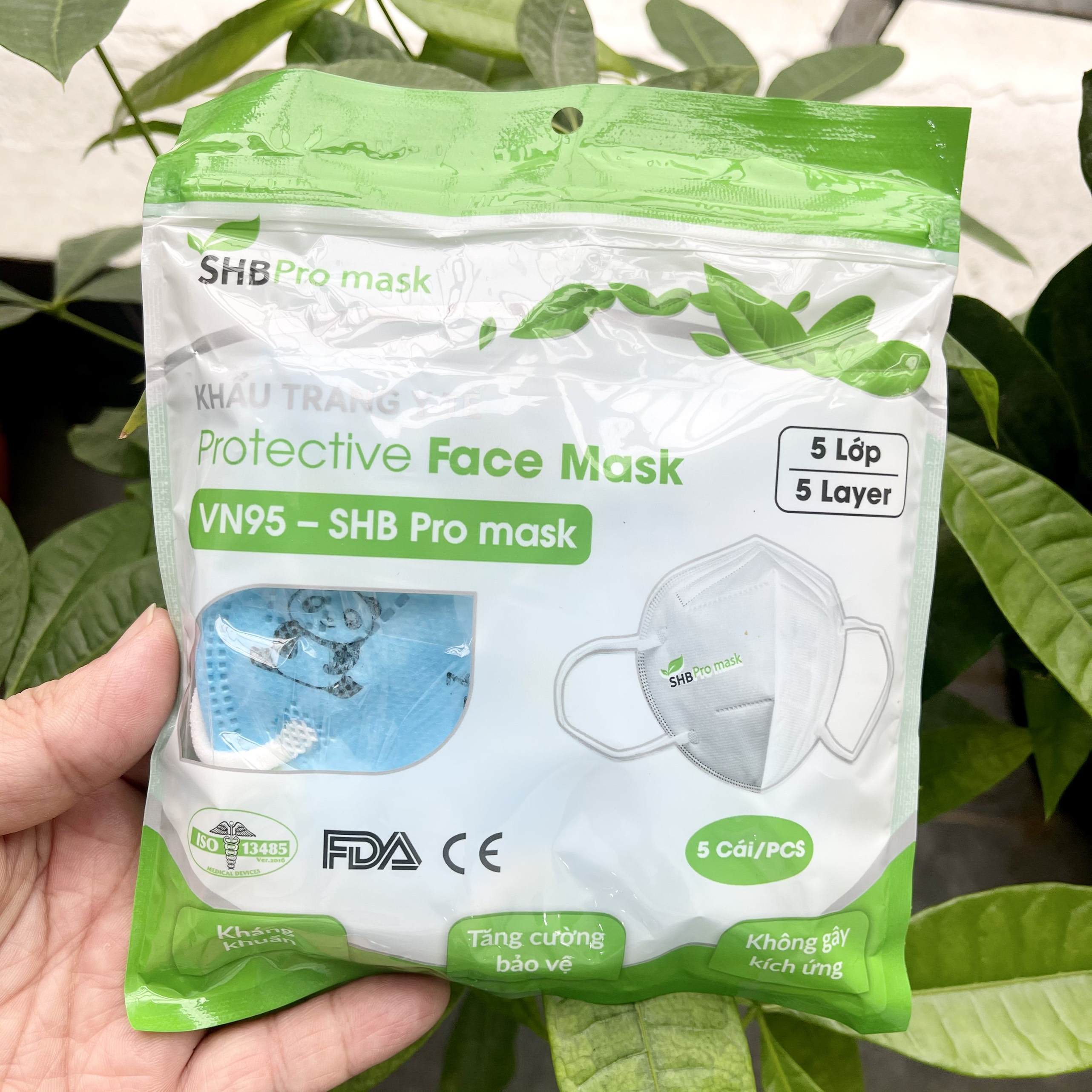 Khẩu trang y tế n95 có van trẻ em màu xanh - 5 cái