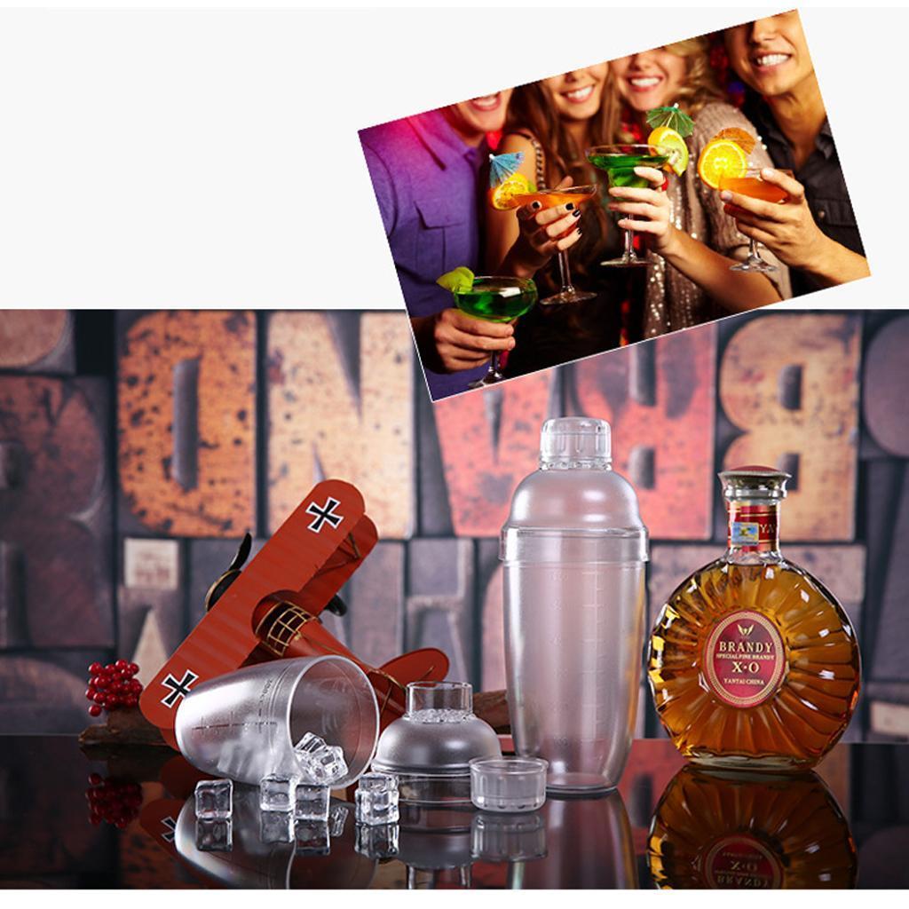 Plastic Cocktail Shaker Mixer Drink with Measurement Bartender Tool