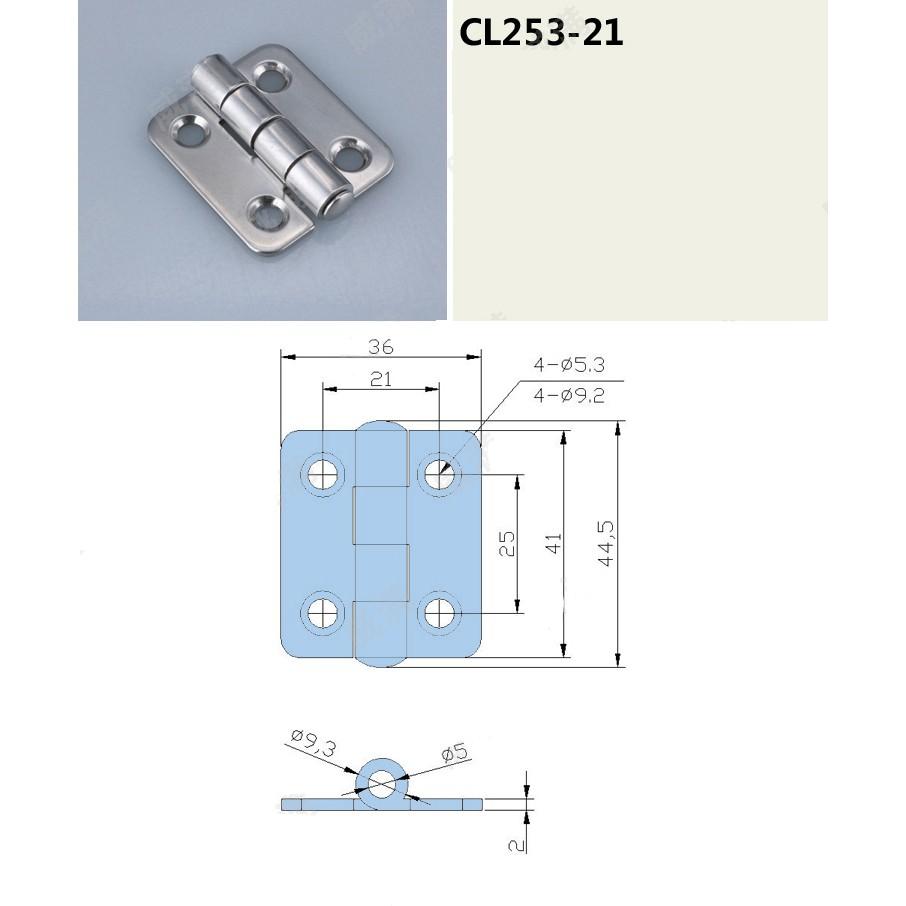 Bản lề tủ điện CL253-21, chất liệu inox 304, kích thước 41x44.5mm màu bạc