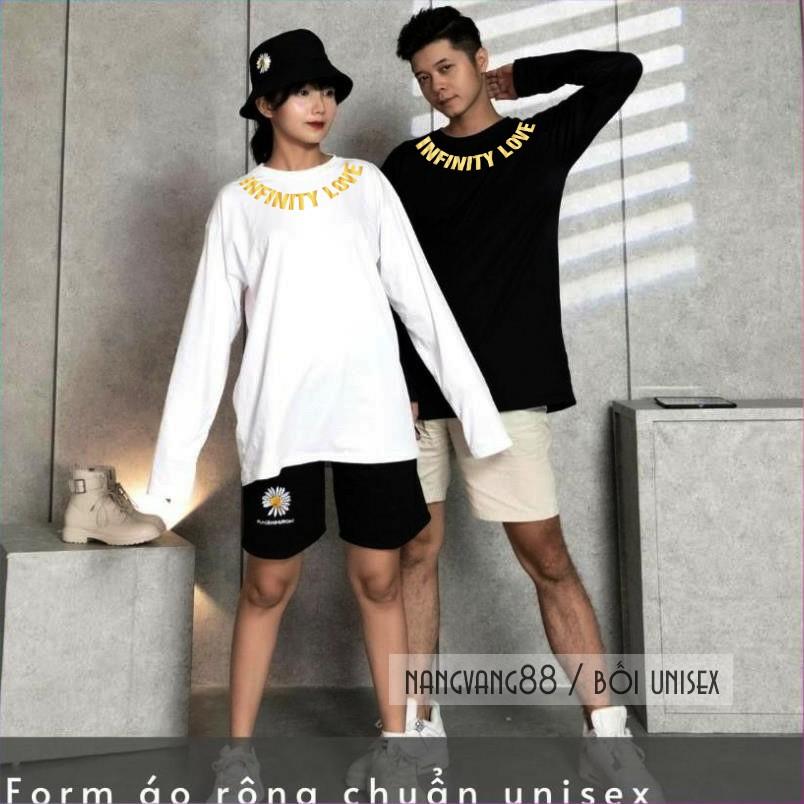 Áo Thun Dài Tay Thời Trang Vàng Ánh Kim Nam Nữ Unisex