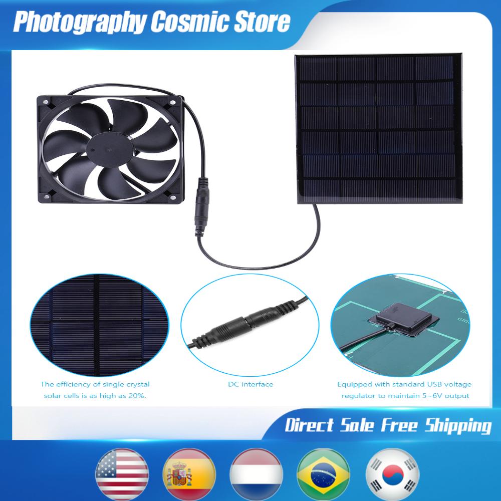 50W 12V Lượng Mặt Trời USB Quạt Mini Quạt Thông Gió Năng Lượng Mặt Trời Hút Cho Chó Gà Nhà Nhà Kính RV Xả Ô Tô Đồ Dùng