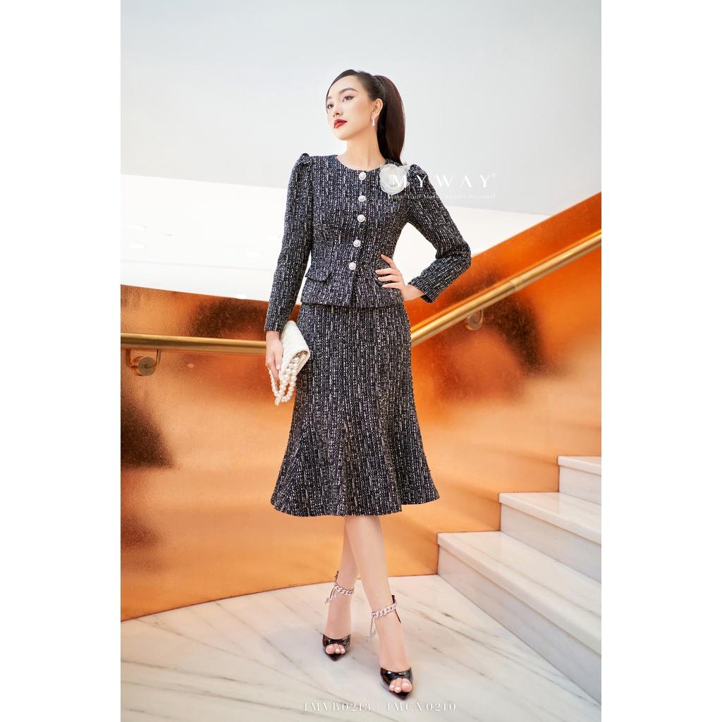 Bộ Áo Vest Chân Váy Đuôi Cá MY WAY Dạ Tweed Cao Cấp 4MVB0213-4MCX0210