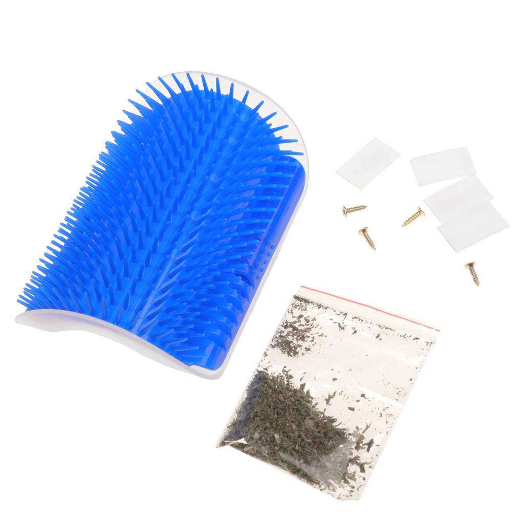 Dog Cat Bath Brush Comb Hair Rubber Glove and Cat Groomer Corner Blue