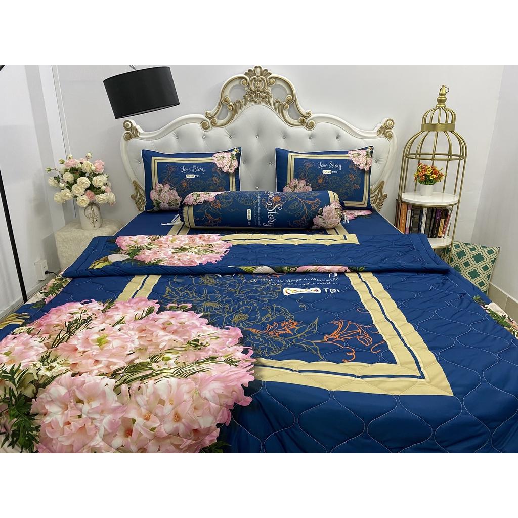 Bộ Drap mền + áo gối thun Ý 5D Cao Cấp , mát lạnh, thấm hút tốt.