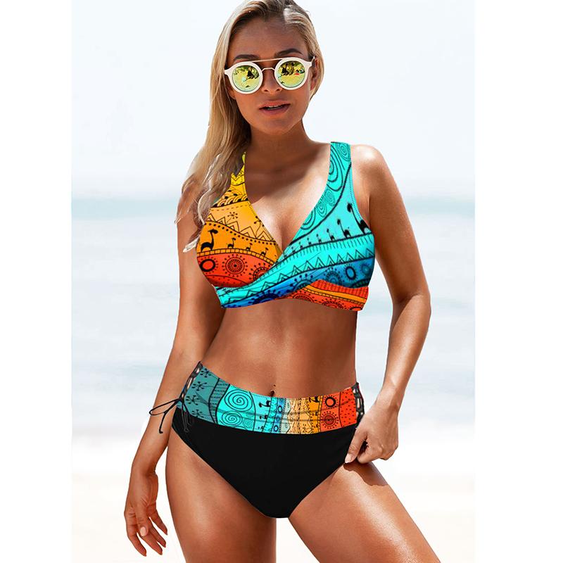 2021 Mới Quyến Rũ Bikini Bộ Sọc Nhiều Màu Push Up Bikini Hè Dây Có Đệm Plus Kích Thước Đồ Bơi Nữ Đồ Bơi Nữ Biquini