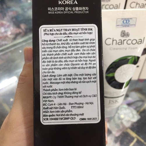 Sữa Rửa Mặt Than Hoạt Tính Sạch Nhờn, Ngừa Mụn Beauskin ISK Charcoal Cleansing Foam Hàn Quốc (100ml/ Tuýp)