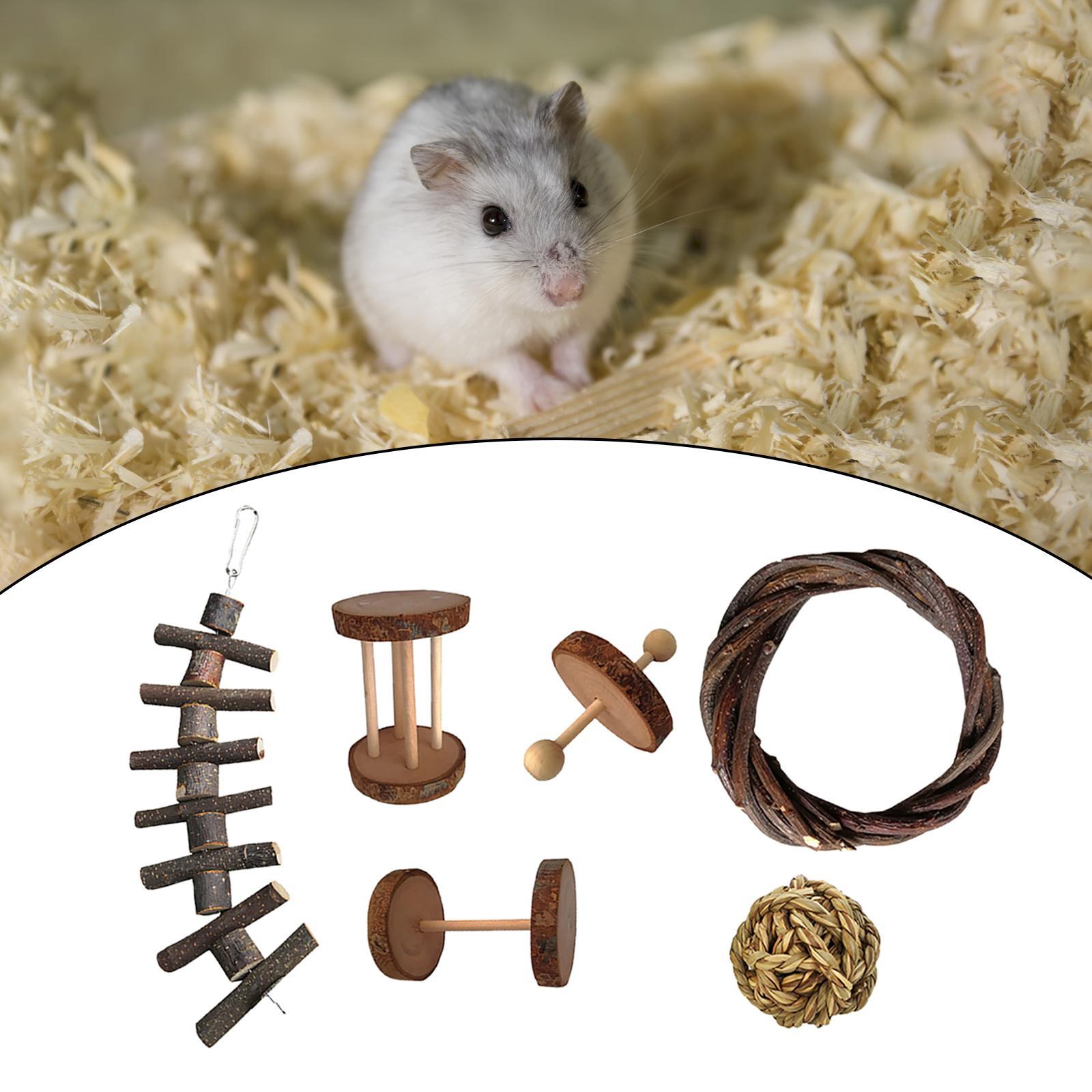 Wooden Hamster Toys Set,Guinea Pig Toys Natural Wood Rabbit Rat Bunny Chinchillas Dwarf Hamsters Chew Toys Treats,Exercise Accessories