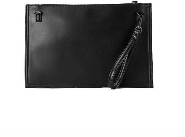 Fashion Clutch Waterproof Face Pattern Pu Leather Bag - Black