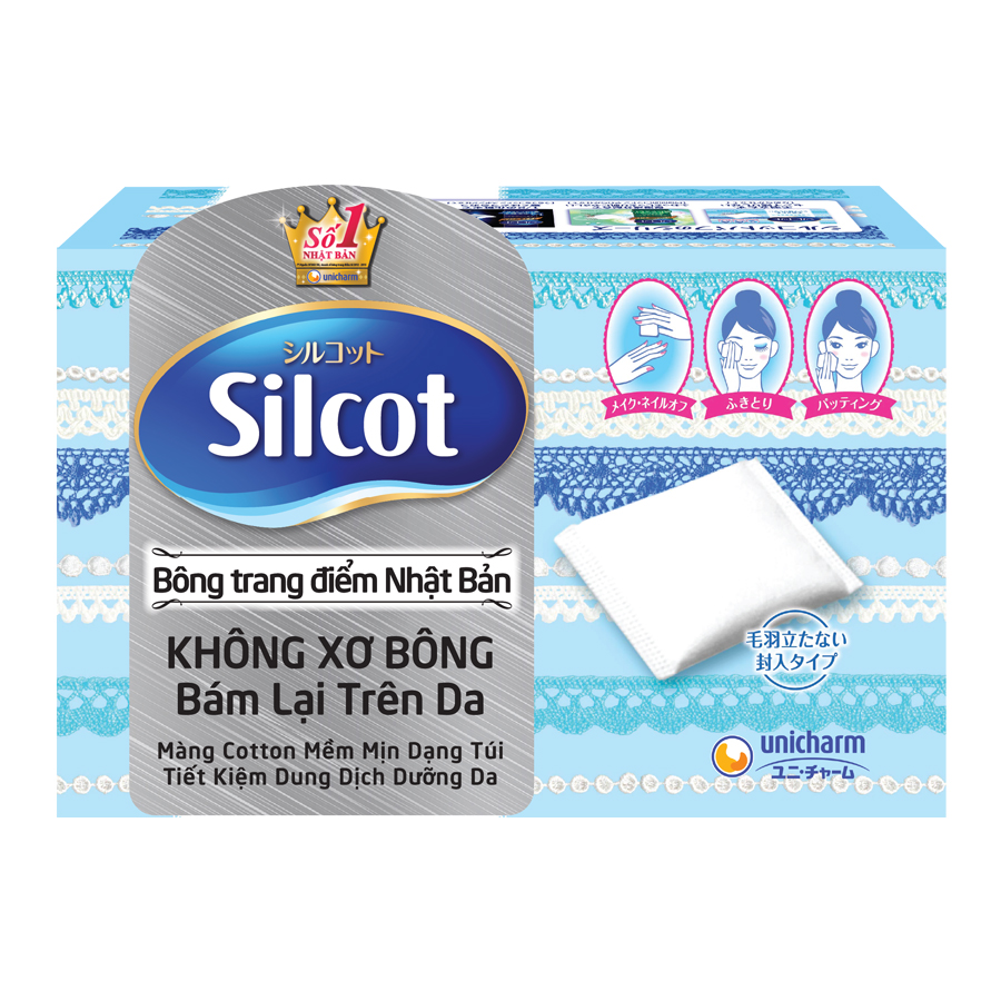 Silcot Bông Trang Điểm (bông tẩy trang) Nhật Bản (Hộp 82 miếng)