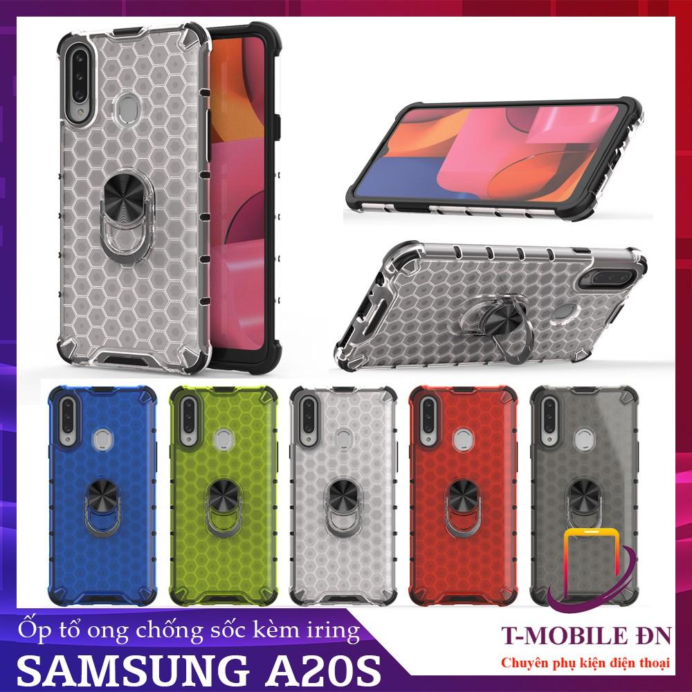 Ốp lưng cho Samsung A10 A10S A20 A20S A30 chống sốc họa tiết tổ ong kèm nhẫn iring