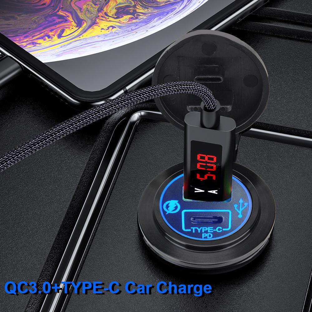 Mobile Phone Charger Adapter in Car Car Charger Socket Quick Charge USB Car Charge Mini Fast Charging Aluminum 5V QC3.0 5A PD Type-C 40W