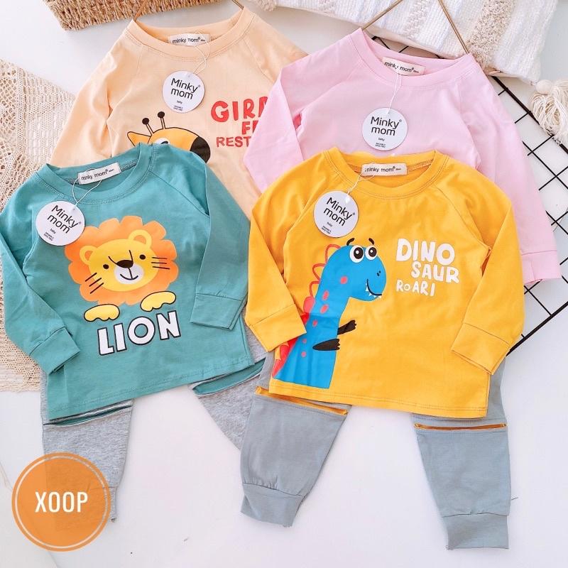 BỘ DÀI TAY MINKY MOM 100% COTTON NÉ QUẦN IN HOẠ TIẾT HƯƠU VÀNG