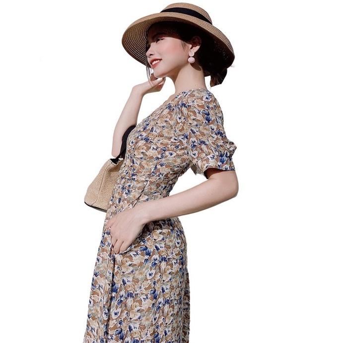 Đầm Váy Nữ Xòe Cổ Tim Hoa Nhí - QA00161