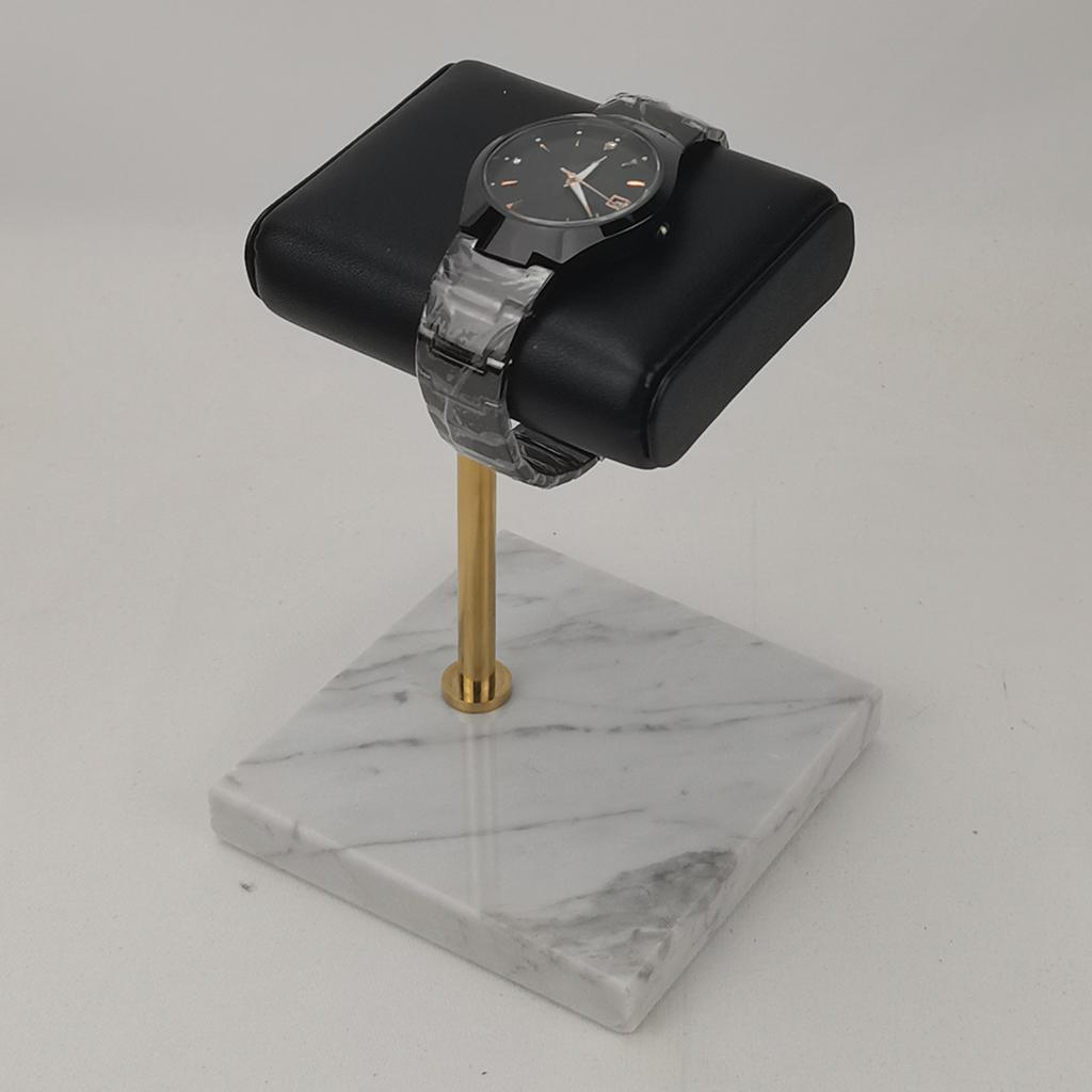 2 Pieces Green & White Marble & PU Watch Holder Stand for Display
