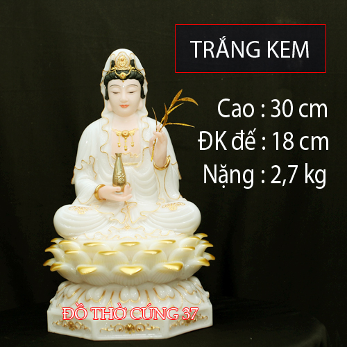 Tượng Quan Âm Bồ Tát - TRẮNG KEM