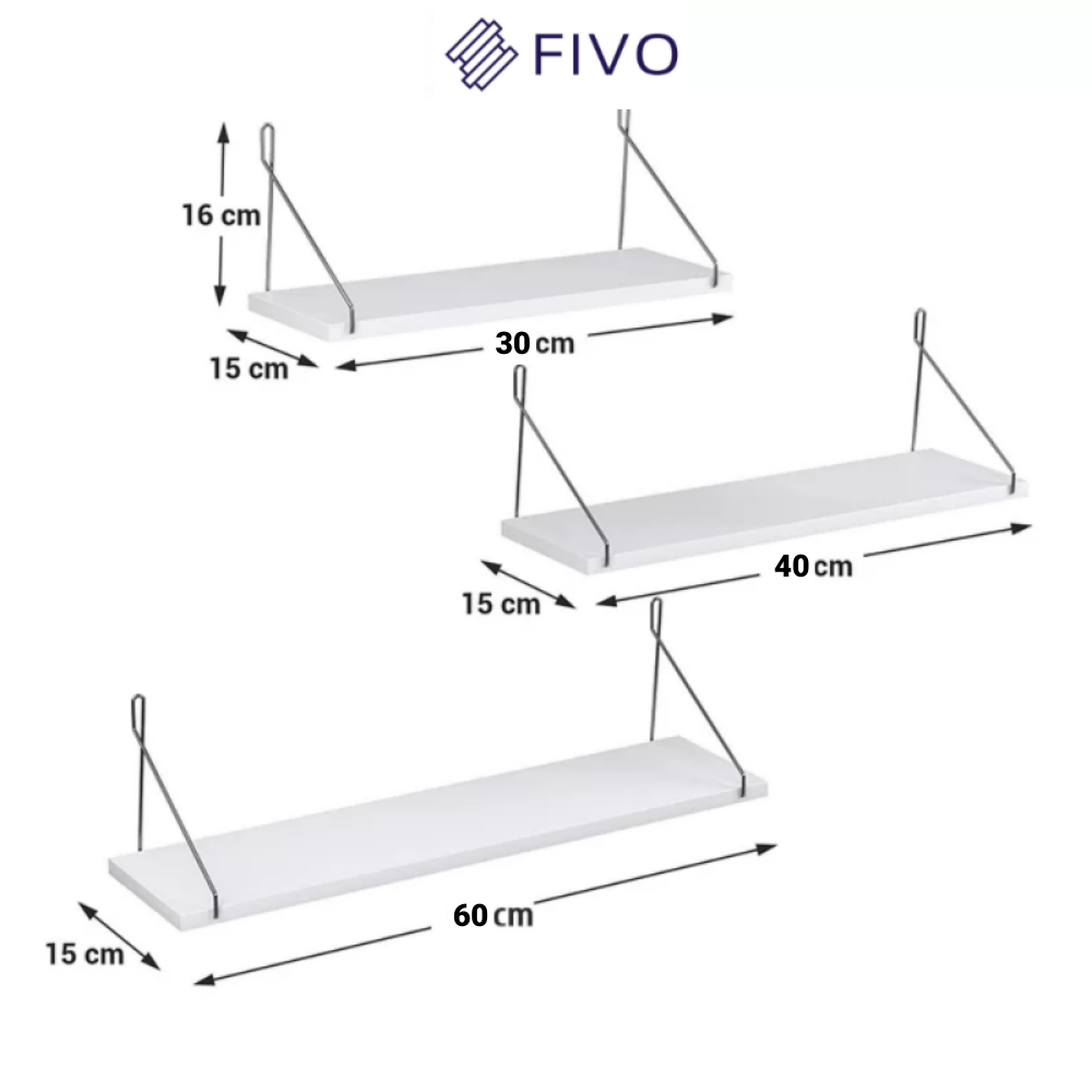 Kệ Trang Trí Treo Tường  Gỗ FIVO Mã FB40 Không Cần Khoan Tặng Kèm Đinh 4 Chân Chịu Lực Lên Đến 10KG Với Móc Treo Inox Dễ Dàng Gắn Lên Tường