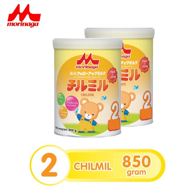 Combo 2 hộp Sữa Morinaga số 2 Chilmil 850g/ hộp thêm dưỡng chất mới (Nguyên đai, nguyên tem)