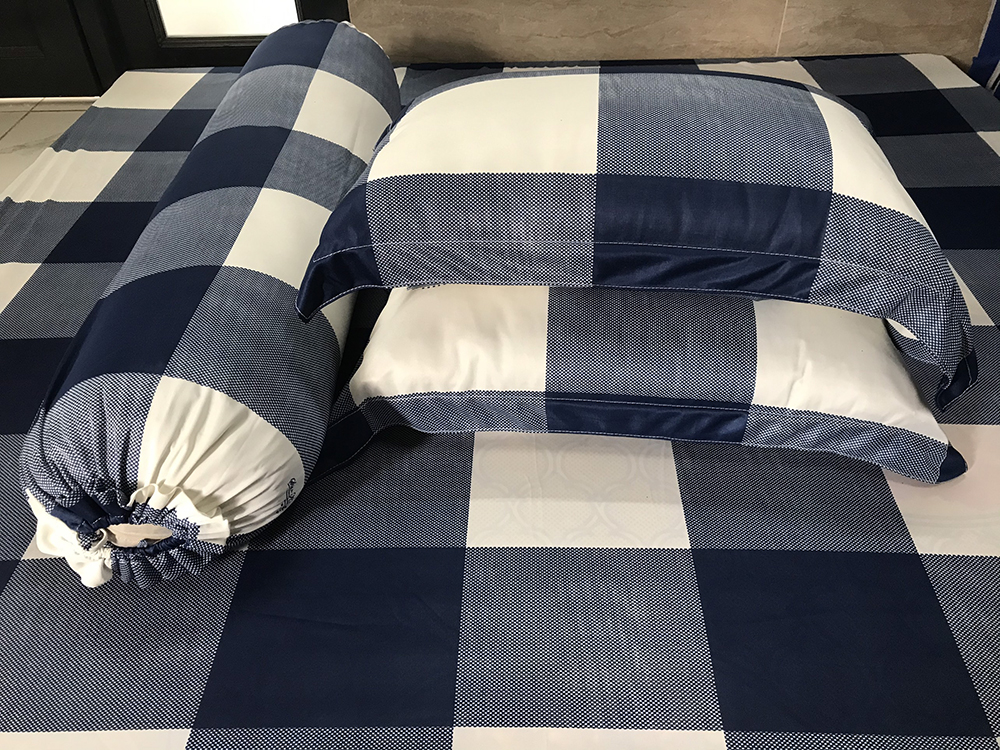 Bộ ga thun lạnh Hàn Quốc caro 4 món 1m6