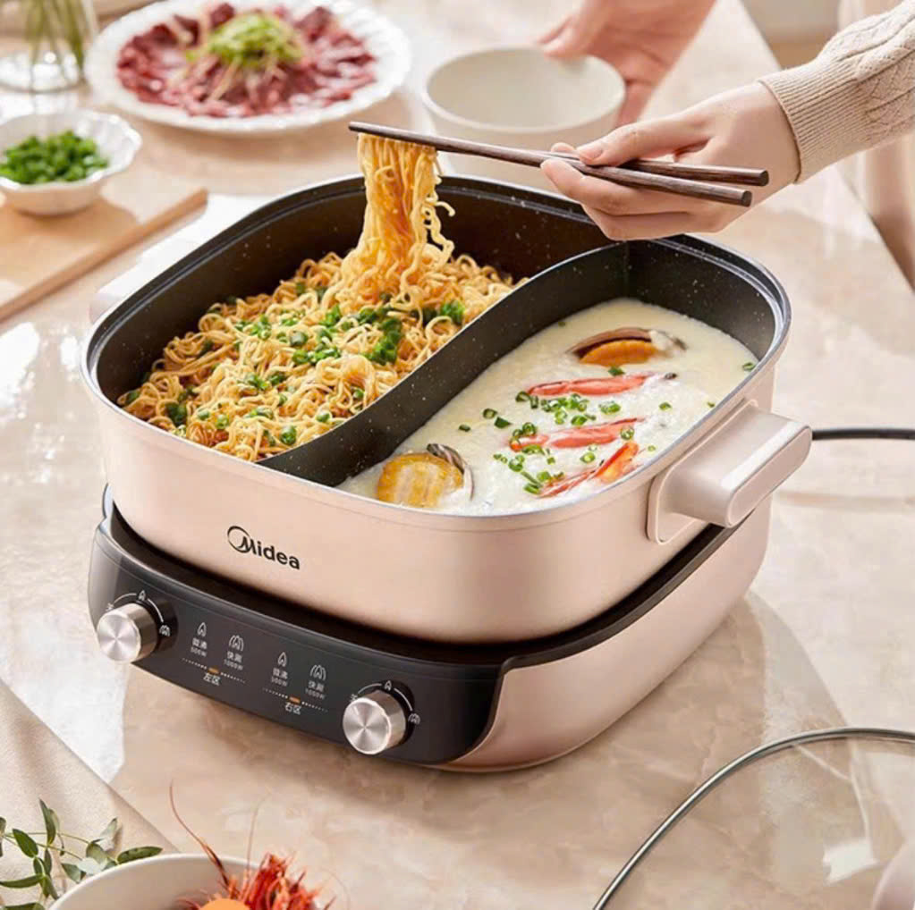 Nồi lẩu điện hai ngăn Midea MC-HGS303015 hàng chính hãng