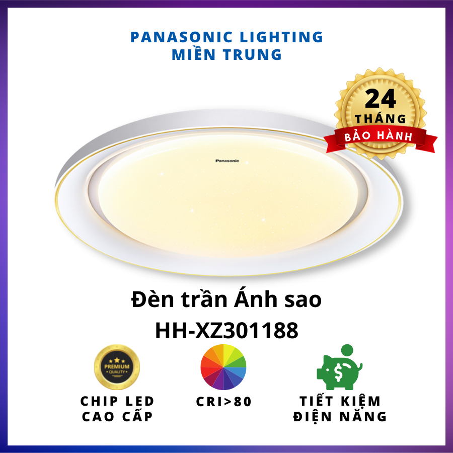 Đèn trần ánh sao Starry Panasonic HHXZ301188 36W cho phòng ngủ hiệu ứng ánh sáng lấp lánh, chế độ ngủ, thư giãn, hẹn giờ