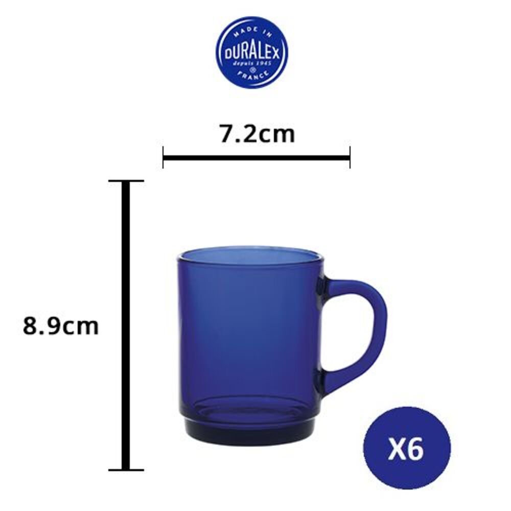 Bộ 6 ly có quai D4020F Duralex - Versailles Xanh Saphir 260ml Thủy tinh cường lực cao cấp Pháp