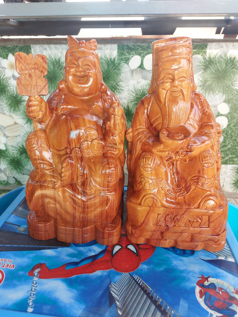 Tượng thần tài thổ địa Gỗ Hương nguyên khối siêu nặng cao30cm