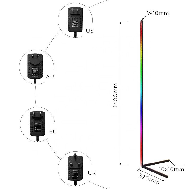 Đèn Góc Tường Corner Light RGB Led Dài 1.4M - Cảm ứng theo nhạc cực đẹp - 16 triệu màu sắc có thể điều khiển bằng remote và app trên smartphone - Trang Trí Phòng Khách, Phòng Ngủ, Phòng Game