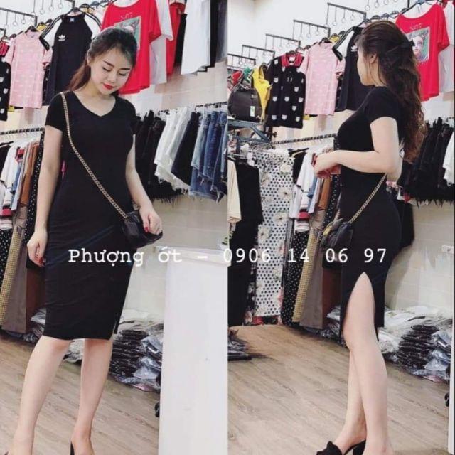 ĐẦM BODY XẺ HÔNG CHẤT THUN ĐẸP_ĐẦM ÔM BODY SIÊU ĐẸP