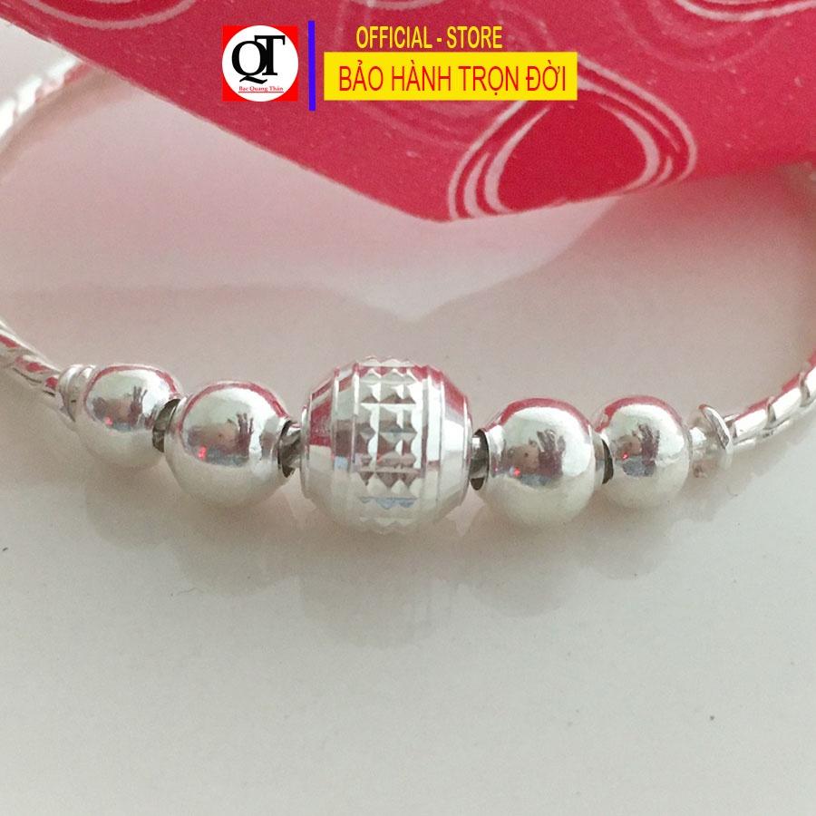 Vòng tay bi trẻ con Bạc Quang Thản cho bé từ 1- 7 tuổi chất liệu bạc ta - QTVTEM24