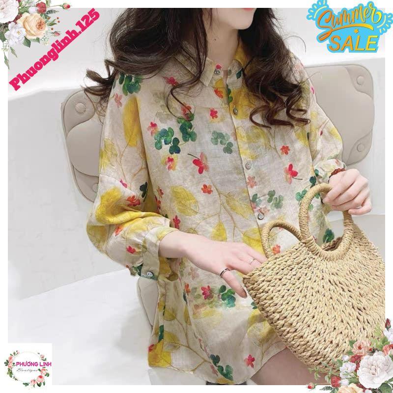 ÁO SƠ MI HOA CÂY TAY LỠ