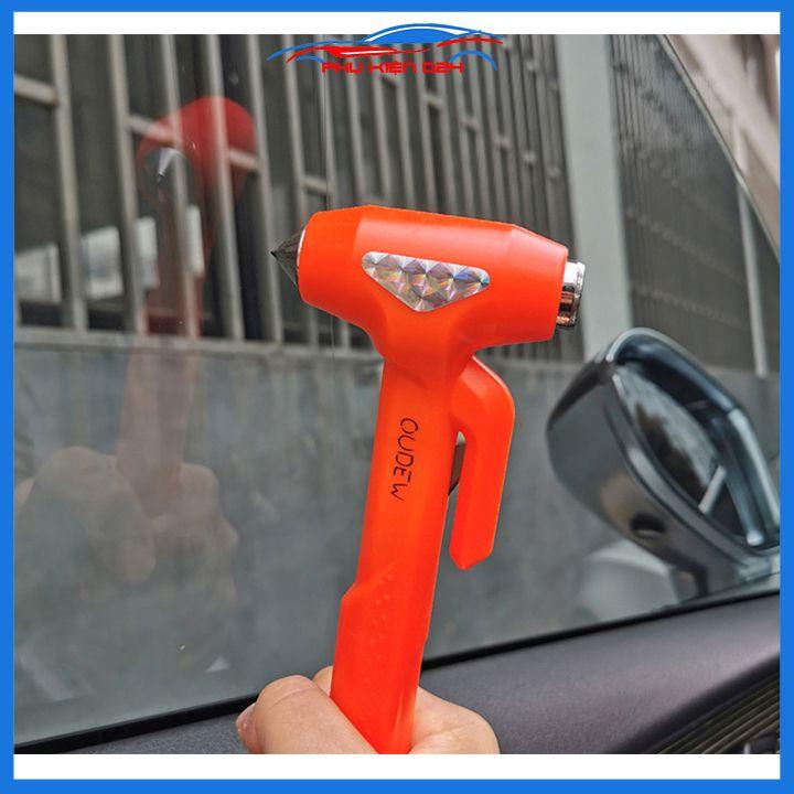 Búa thoát hiểm ô tô hai màu đen/đỏ siêu chắc chắn 2 trong 1 kèm giá treo búa