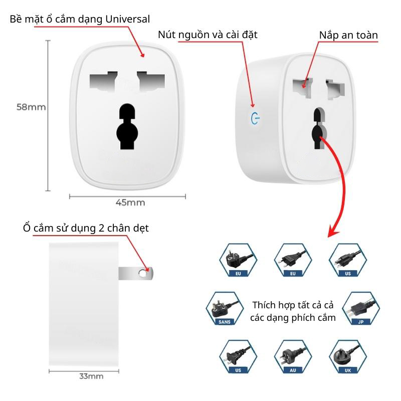 Ổ cắm wifi điều khiển từ xa thông minh 16A BSD61