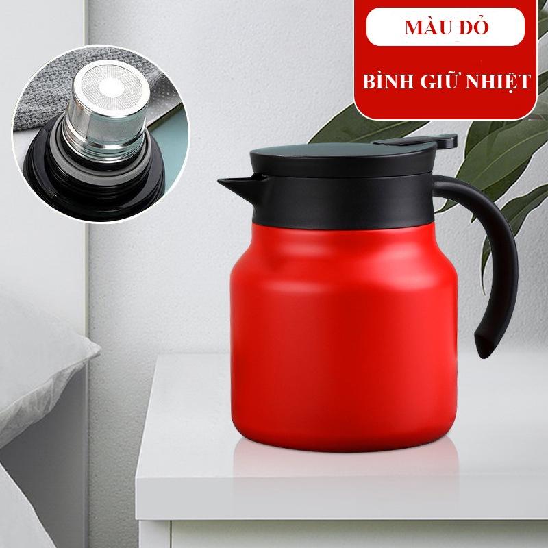 Ấm pha trà giữ nhiệt Inox, Bình pha trà giữ nhiệt có lưới lọc bằng Inox, dung tích 800/1000ml