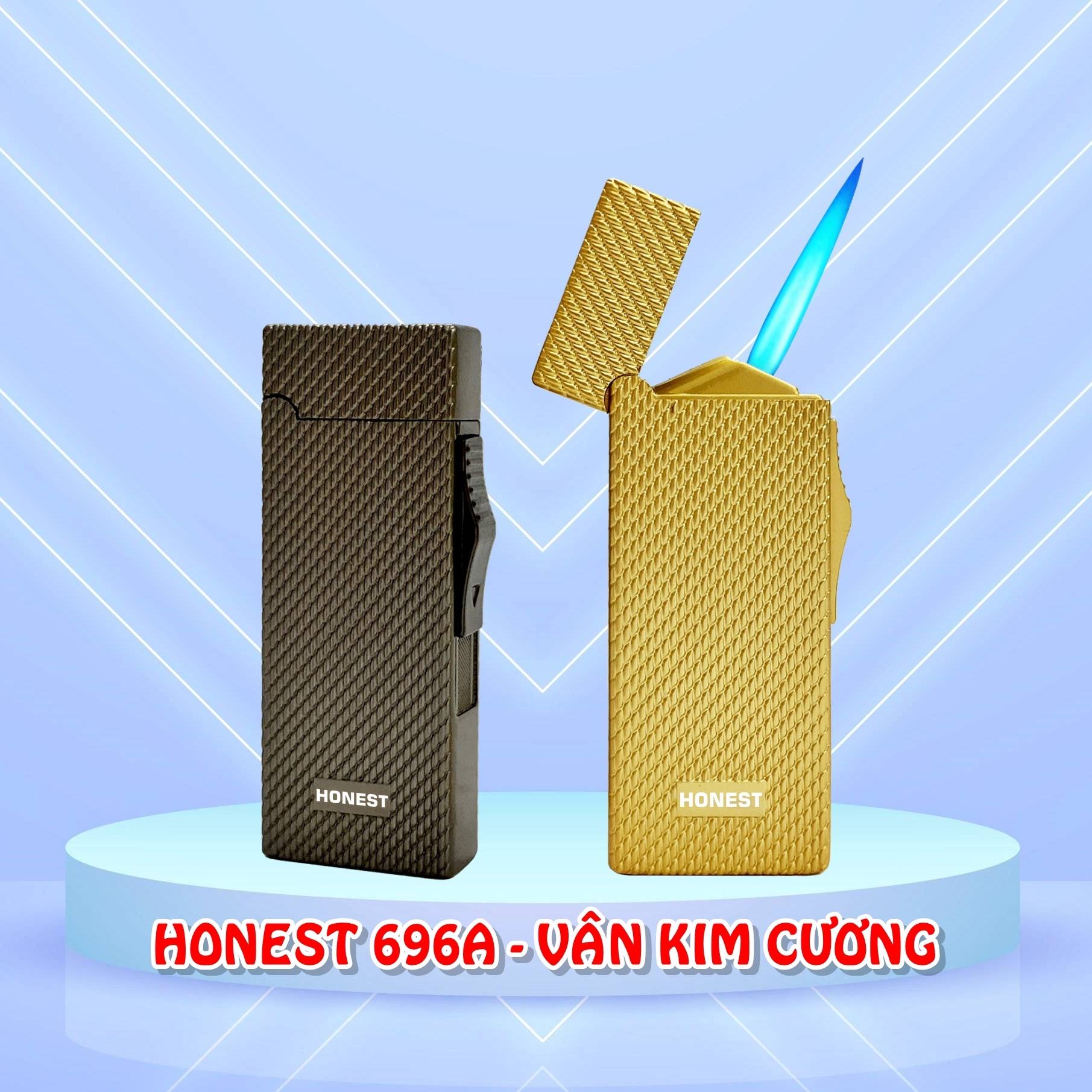 Hộp quẹt bật lửa khè Honest 696A vân kim cương - (xài gas)