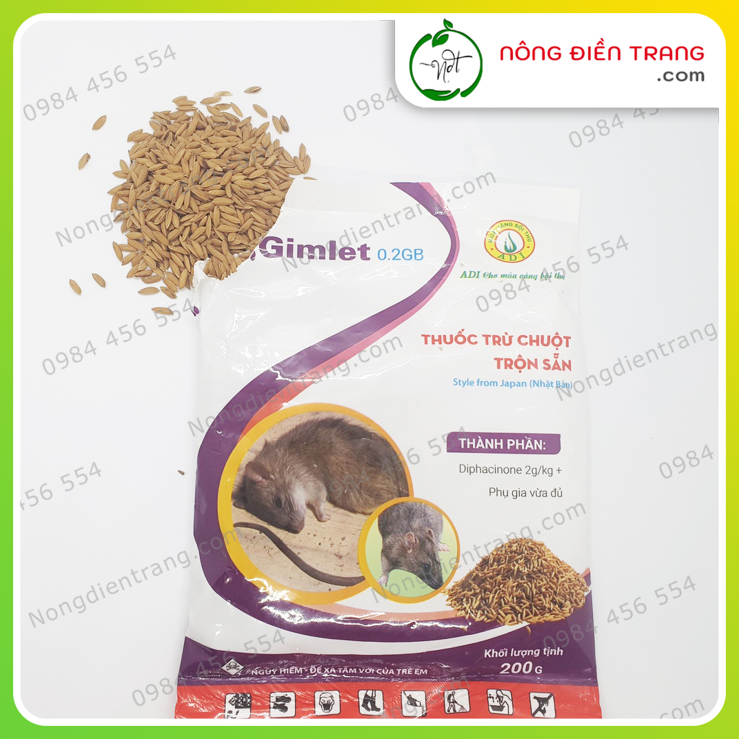 Thuốc Diệt Chuột Trộn Sẵn Gimlet 0.2B - Gói 100g - Thuốc Chuột Sinh Học Thế hệ Mới Dạng Hạt Thóc VTNN Nông Điền Trang