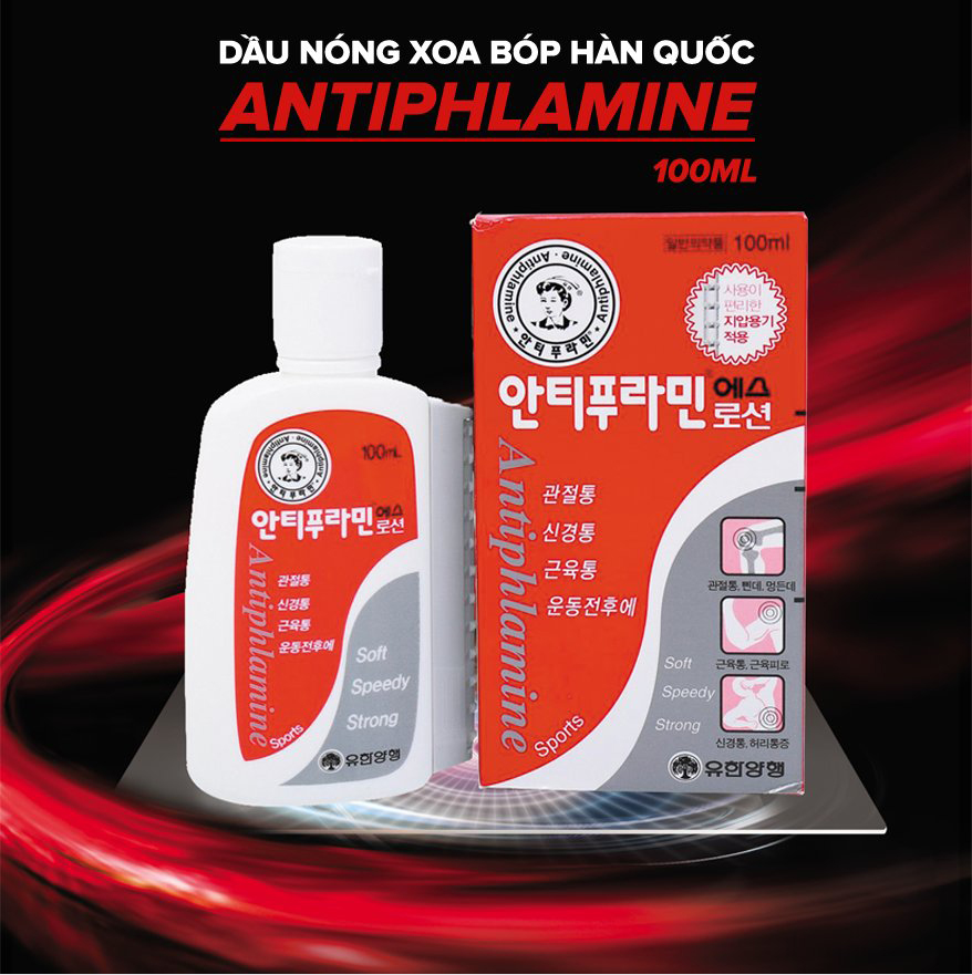 Dầu nóng Xoa Bóp Massage Hàn Quốc Antiphlamine 100ml - Tặng 1 chai dầu ông già Thái Lan Siang Pure Oil 7ml