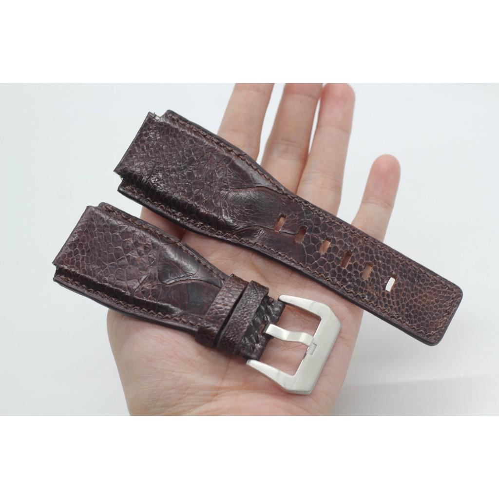 Dây Da Đồng Hồ,Dây da Đà Điểu Handmade SIZE 24/24mm Dành riêng cho đồng hồ Bell&Ross,đủ màu kèm khóa.BH 6 THÁNG