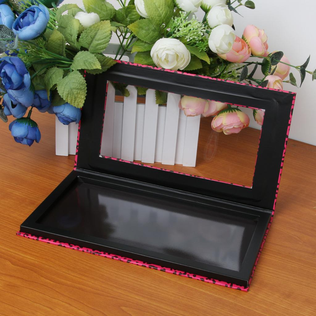 2xEmpty Magnetic Eyeshadow Palette Makeup Cosmetic DIY Palette Pink Leopard
